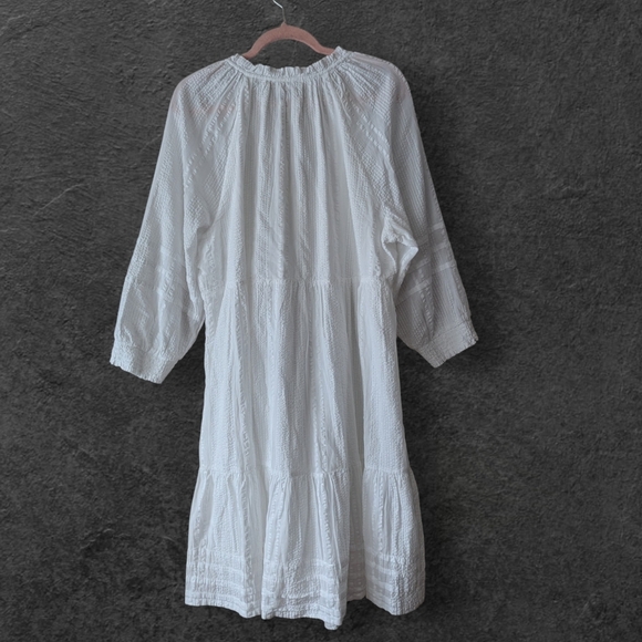 J Jill Dress Womens 2X Lagenlook Coastal Boho Tiered Ruffle Puff Sleeve Cottage - Picture 5 of 15